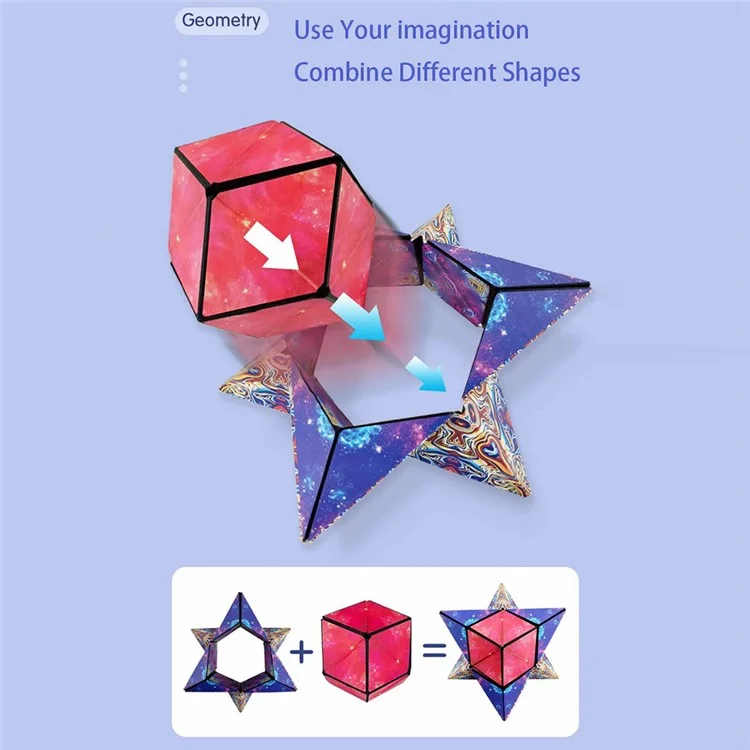 B2001 Cube magnétique 3D 6x6x6cm Puzzle Magique Changeable pour Enfants - Bleu Nébuleux