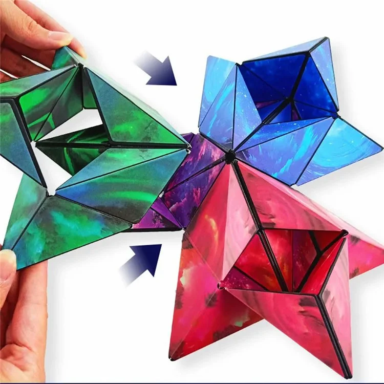 B2001 Cube magnétique 3D 6x6x6cm Puzzle Magique Changeable pour Enfants - Bleu Nébuleux