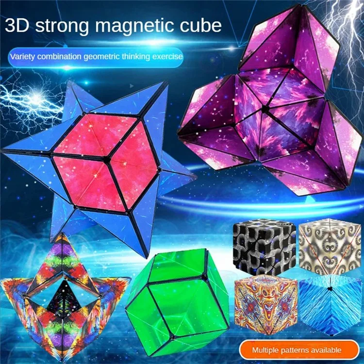 B2001 Cube magnétique 3D 6x6x6cm Puzzle Magique Changeable pour Enfants - Bleu Nébuleux