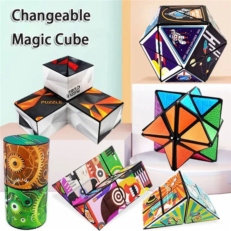 B2001 Cube magnétique 3D 6x6x6cm Puzzle Magique Changeable pour Enfants - Bleu Nébuleux