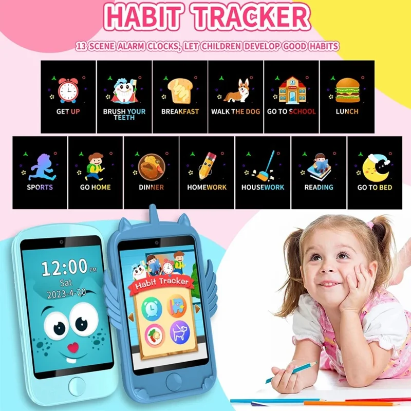 Telefono cellulare per bambini con schermo da 2,8 pollici A16, con fotocamera intelligente per foto, musica e giochi integrati - Bianco