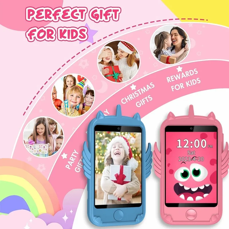 Telefono cellulare per bambini con schermo da 2,8 pollici A16, con fotocamera intelligente per foto, musica e giochi integrati - Bianco