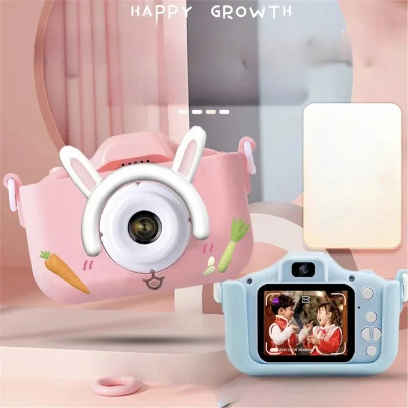 P8 Rabbit-Shaped 2.0-Inch Dual Lens Camera Video Recorder Toy for Kids - Blue