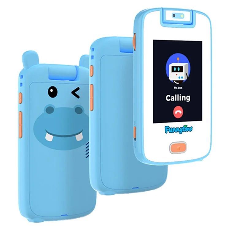 p13-A 2,8 pouces 180° Caméra rotative unique Jouet Éducatif Téléphone pour Enfants - Bleu