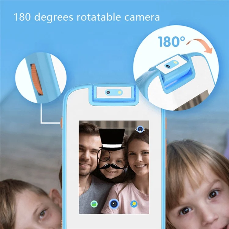 p13-A 2.8-Inch 180° Rotatable Single Camera Children Phone Educational Toy for Kids - Blue