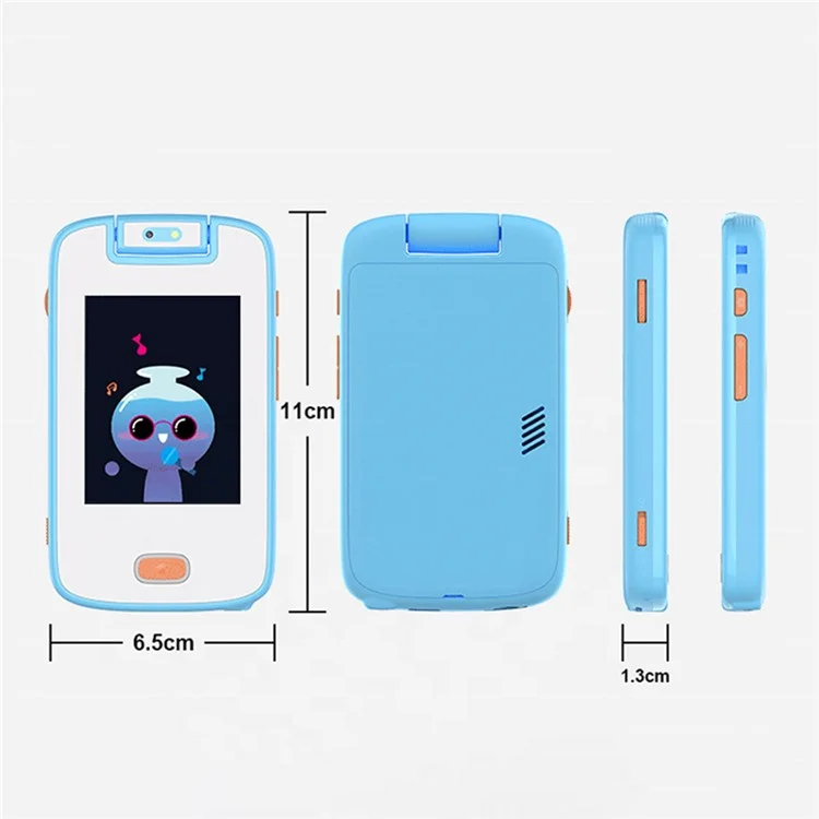 p13-A 2,8 pouces 180° Caméra rotative unique Jouet Éducatif Téléphone pour Enfants - Bleu