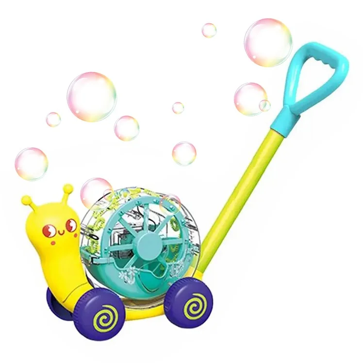 Tq153621 Plástico Para Niños Forma de Caracol Carro de Burbujas Juguete Burbujas de Burbujas Regalo Para Niños - Amarillo