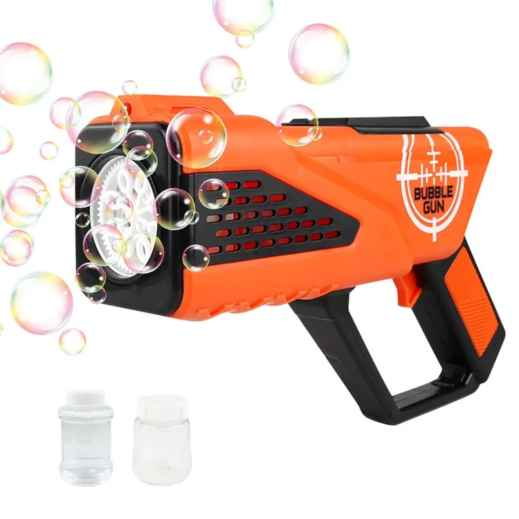 Pistola de Bolhas Elétrica de 36 Peças / Caixa com Iluminação - Laranja 