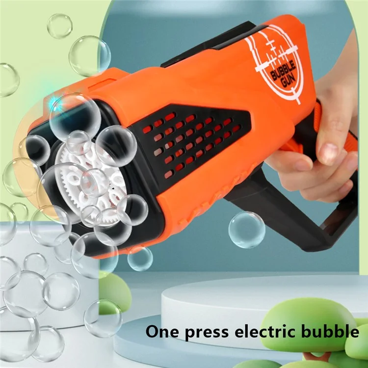 Pistola de Bolhas Elétrica de 36 Peças / Caixa com Iluminação - Laranja 