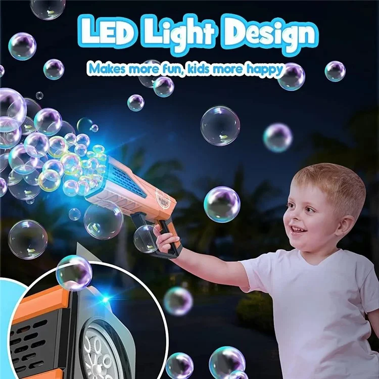Pistola de Bolhas Elétrica de 36 Peças / Caixa com Iluminação - Laranja 