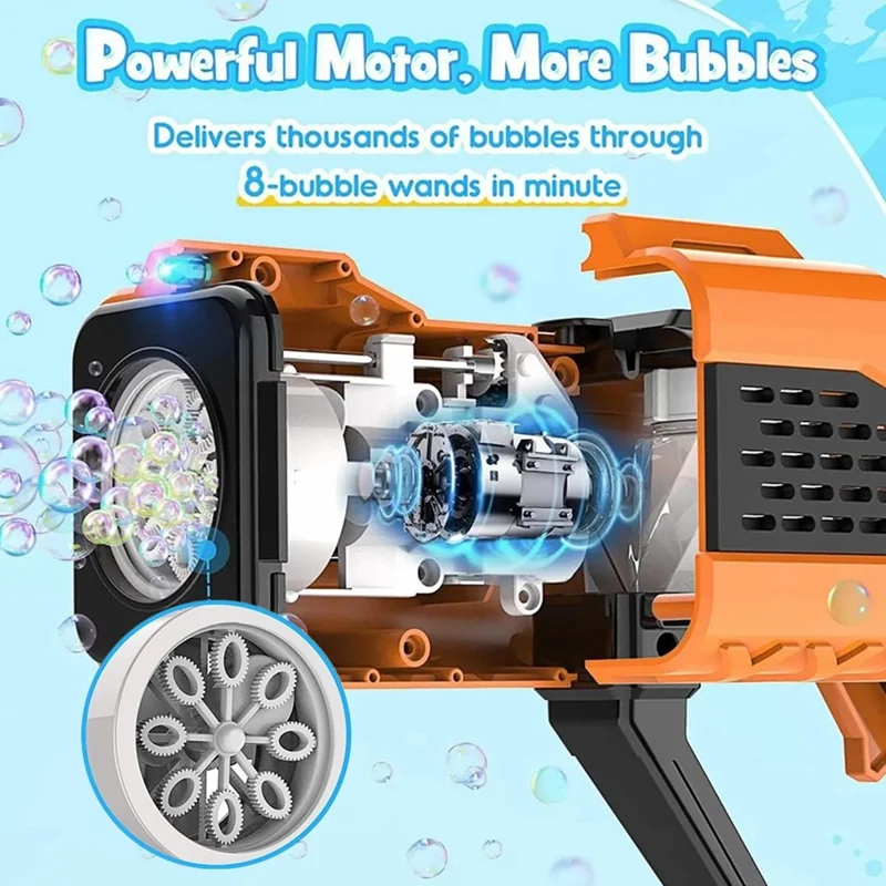 5474-1 36Pcs / Box Electric Bubble Gun Hand-held Soap Bubbles Generator Kids Toy with Light - Blue