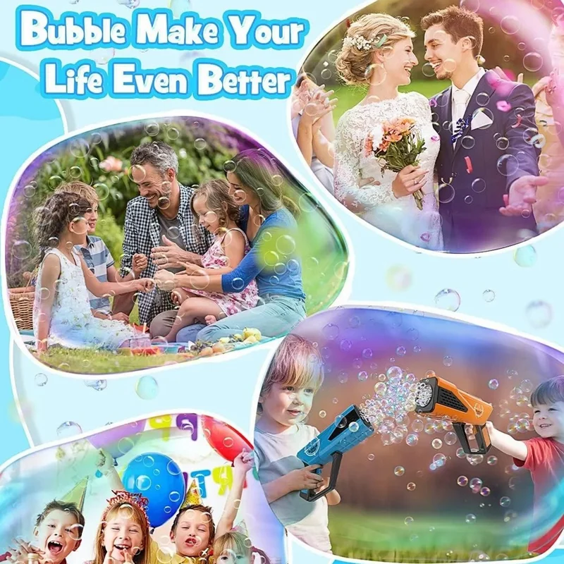 5474-1 36Pcs / Box Electric Bubble Gun Hand-held Soap Bubbles Generator Kids Toy with Light - Blue