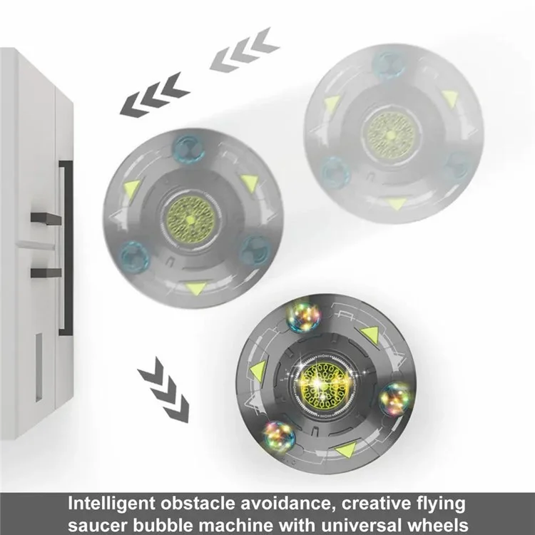 KB1301 18pcs / Box UFO -form Automatische Elektrische Blase Erzeugen Spielzeug Rotierende Blasenmaschine Mit Schall Und Licht - Grau