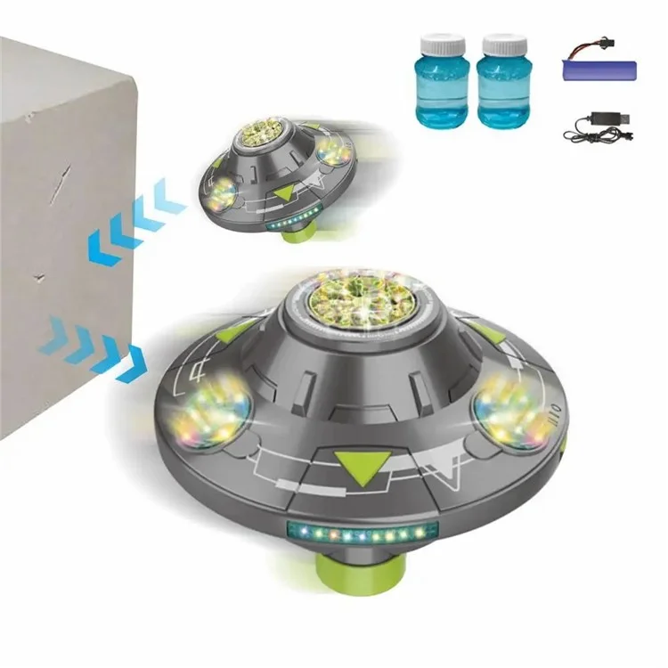 KB1301 18Pcs / Box UFO Shape Automatic Electric Bubble Generating Toy Rotating Bubble Machine with Sound and Light - Purple