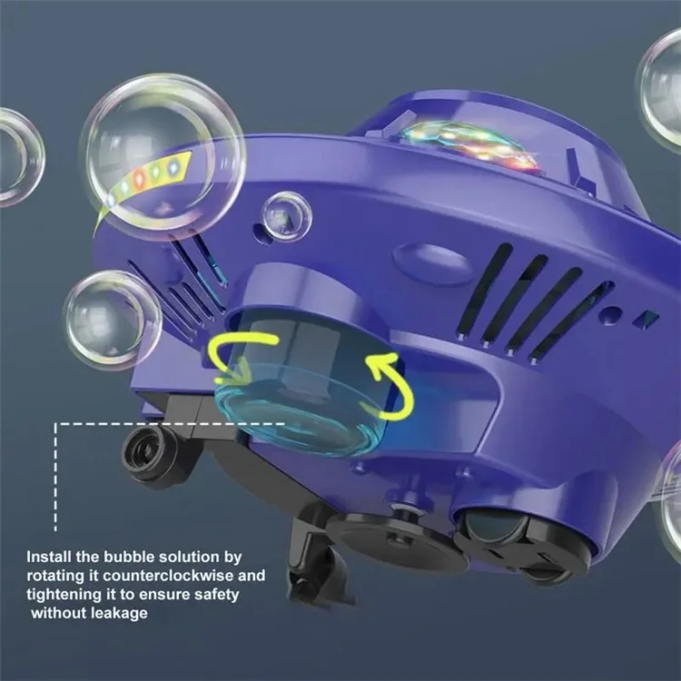 KB1301 18Pcs / Box UFO Shape Automatic Electric Bubble Generating Toy Rotating Bubble Machine with Sound and Light - Purple