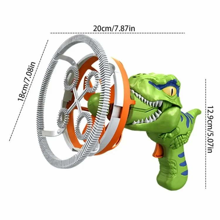 HO14 Dinosaur Design Fan Design Electric Bubble Gun Kids Generatore di Bolle Portatile Generatore - Verde