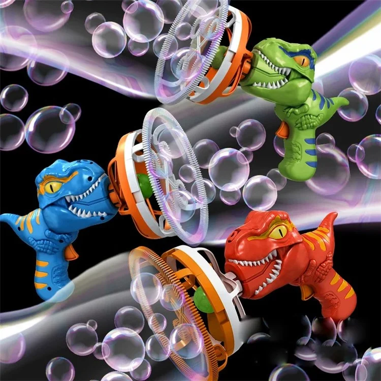 HO14 Dinosaur Fan Design Electric Bubble Gun Gending Handd Soap Bubbles Generator Toy - Vert