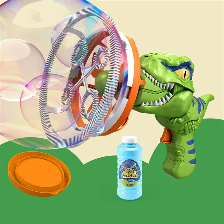 HO14 Dinosaur Design Fan Design Electric Bubble Gun Kids Generatore di Bolle Portatile Generatore - Verde