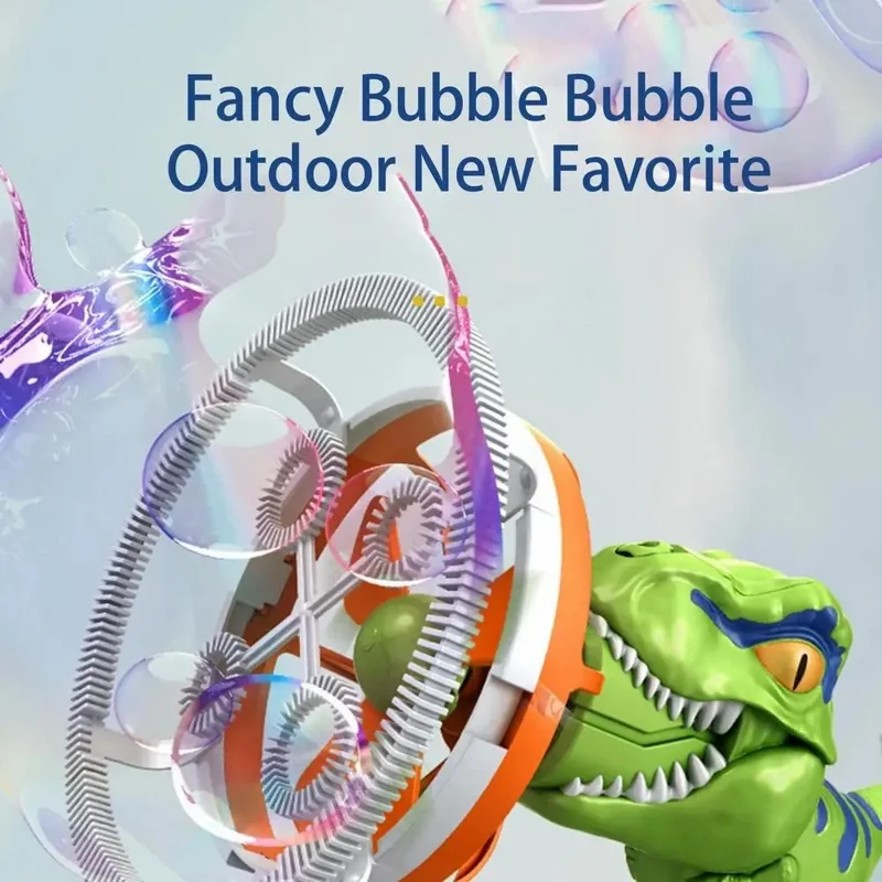 HO14 Dinosaur Fan Design Electric Bubble Gun Kids Hand-held Soap Bubbles Generator Toy - Red