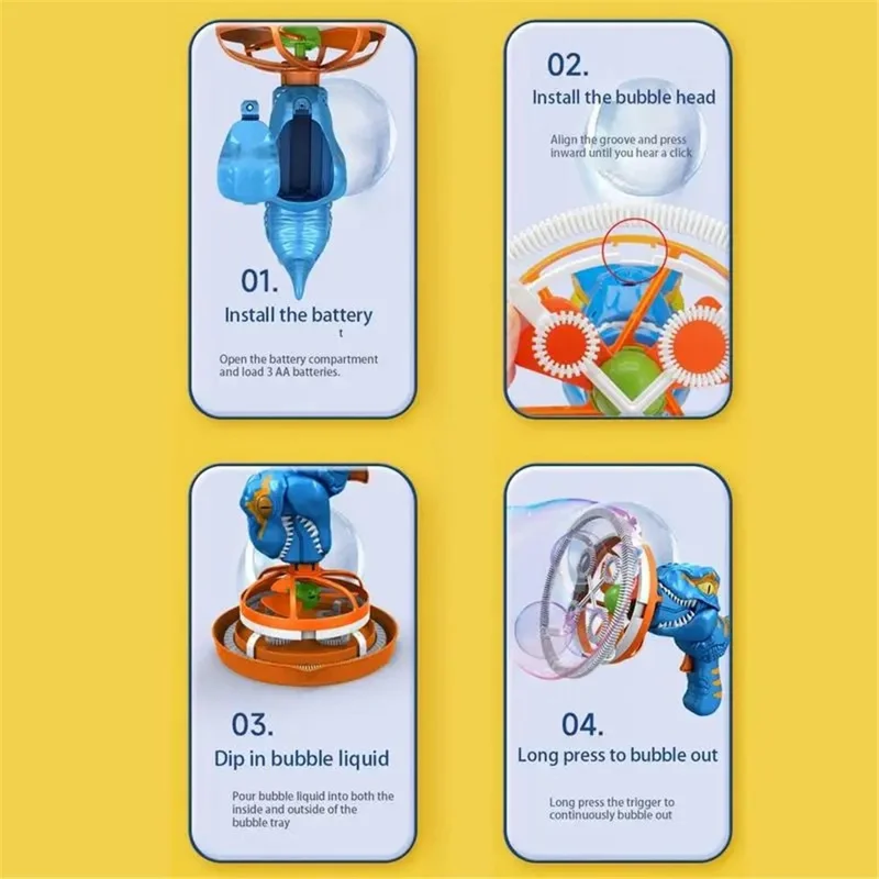 HO14 Dinosaur Fan Design Electric Bubble Gun Kids Hand-held Soap Bubbles Generator Toy - Blue