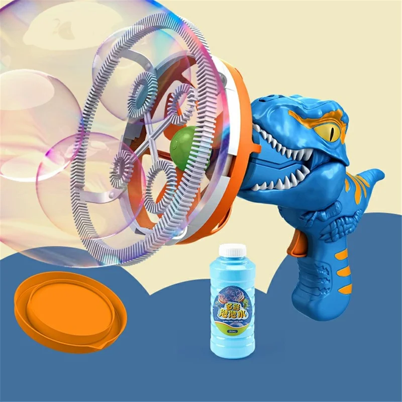 HO14 Dinosaur Fan Design Electric Bubble Gun Kids Hand-held Soap Bubbles Generator Toy - Blue