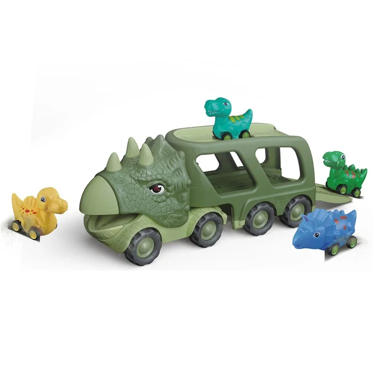 Sound Light Design Kids Dinosaur Shape Auto Toys Set Vehicle Playset Push to Slide