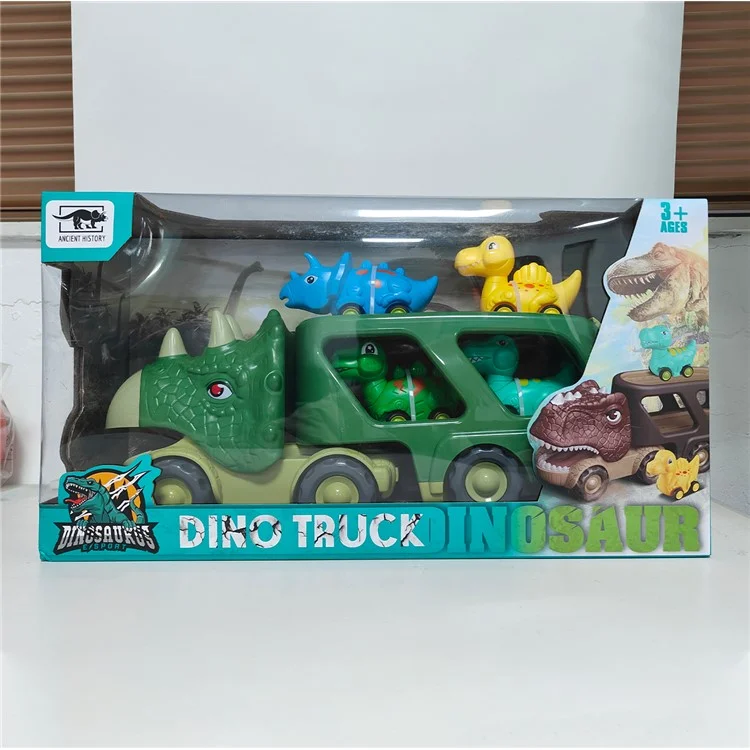 Sound Light Design Kids Dinossauro Forma Carro Brinquedos Conjunto Veículo Playset Empurre para Deslizar