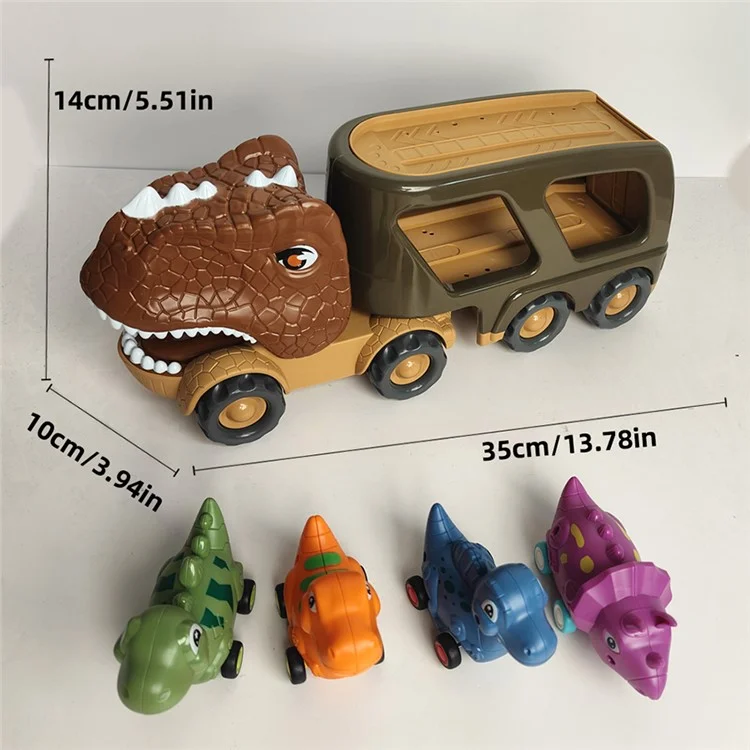 Voiture jouet en forme de dinosaure pour enfants Ensemble de véhicules Playset Pousser pour faire glisser Conception sonore et lumineuse