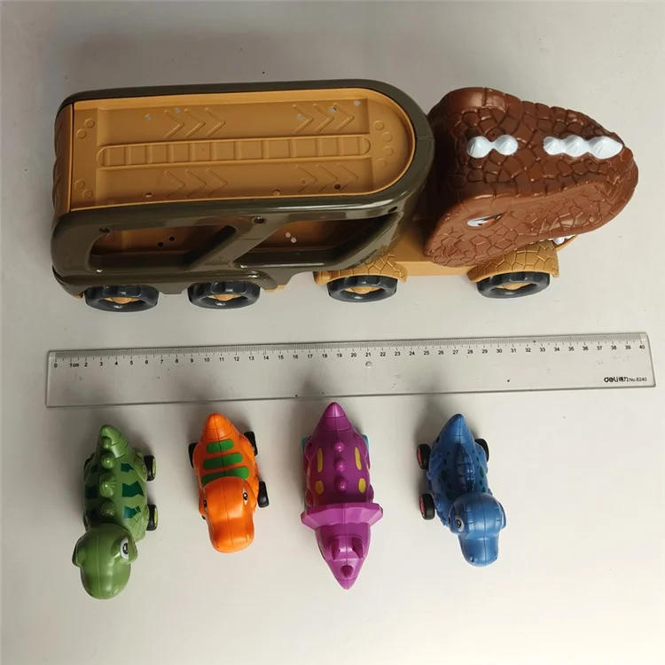 Voiture jouet en forme de dinosaure pour enfants Ensemble de véhicules Playset Pousser pour faire glisser Conception sonore et lumineuse