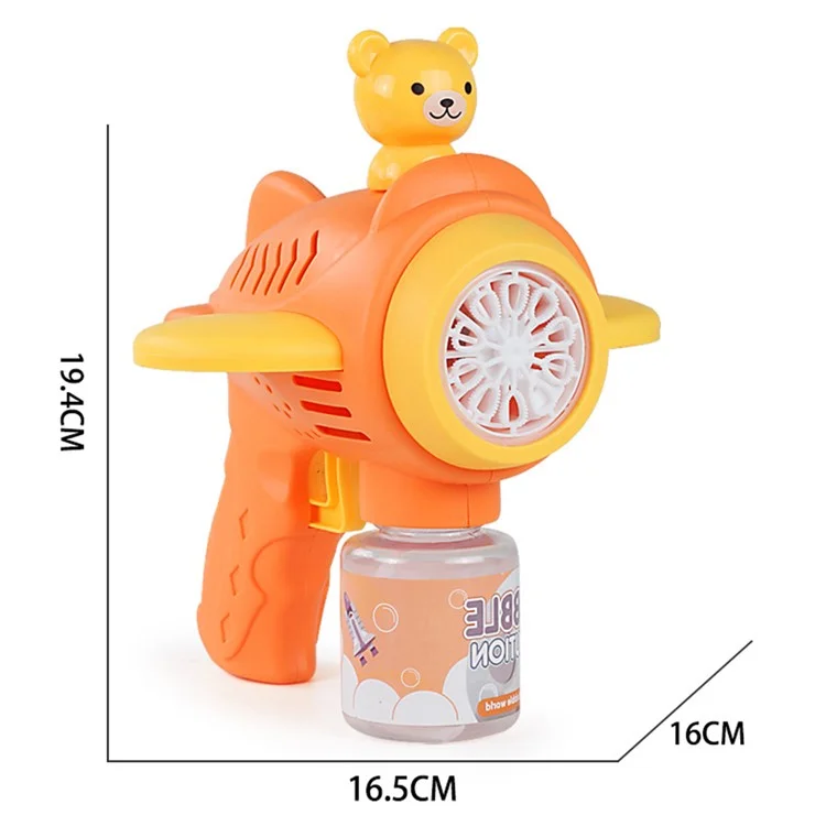 6888-10 Cartoon Bär Flugzeug Automatische Elektrische Seifenblasen-Pistole Kinderspielzeug