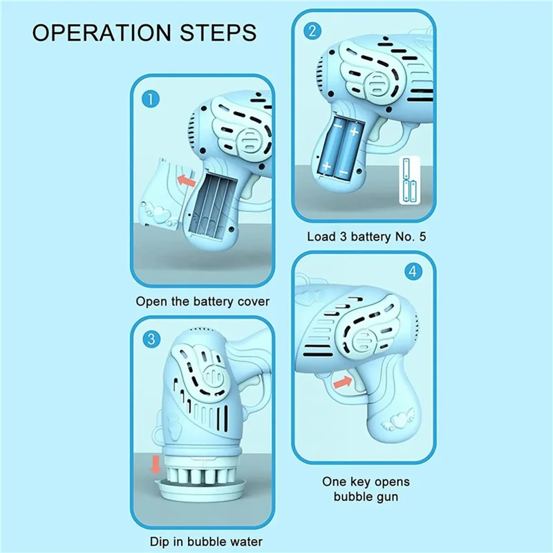 889-9 23 Holes Electric Bubble Machine Kids Hand-held Soap Bubbles Generating Gun Toy - Blue