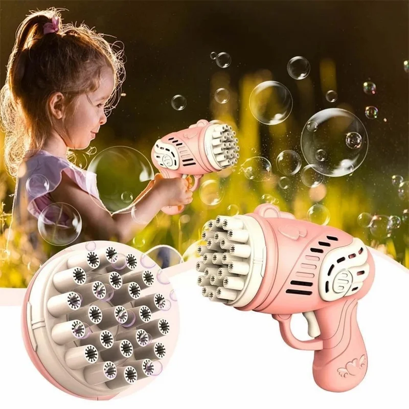 889-9 23 Holes Electric Bubble Machine Kids Hand-held Soap Bubbles Generating Gun Toy - Blue