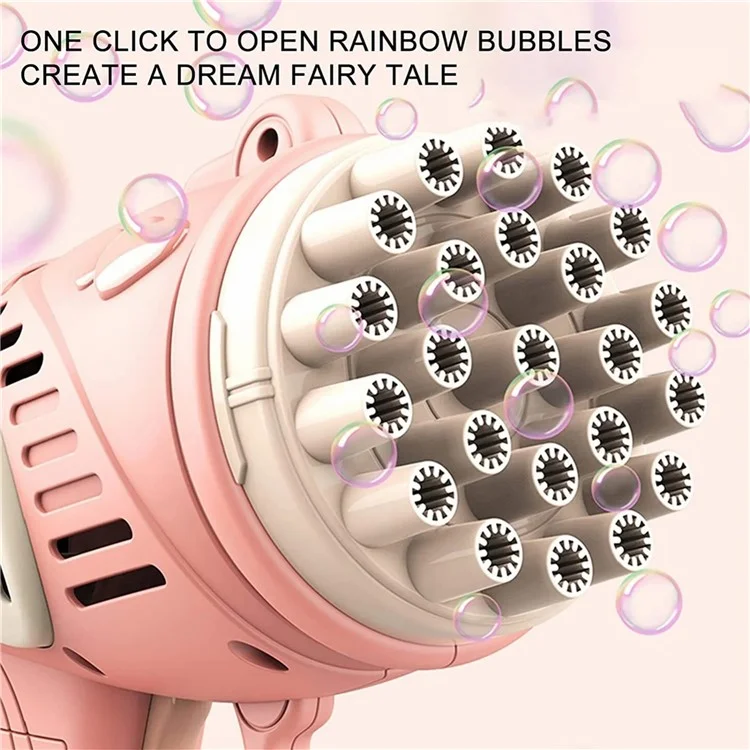 889-9 23 Buracos Máquina de Bolhas Elétrica Brinquedo de Mão de Crianças - Gerador de Bolhas de Sabão Pistola - Rosa