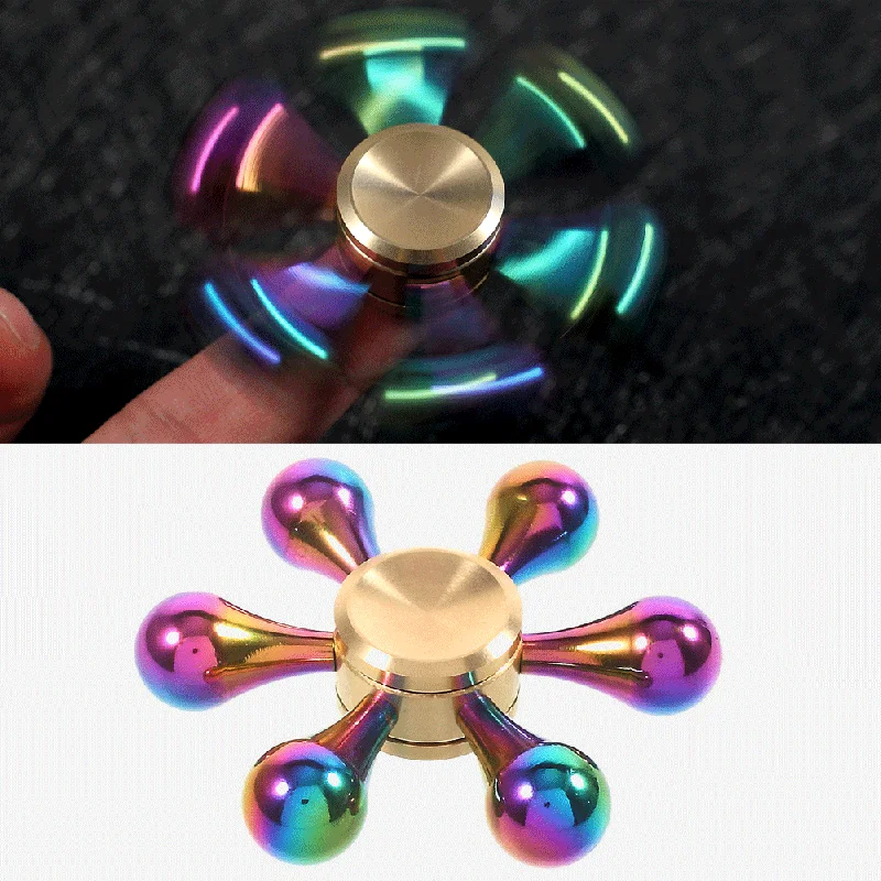 Colorful Metal Hexagon Fingertip Gyroscope Hand Spinner Fidget EDC Focus Toy
