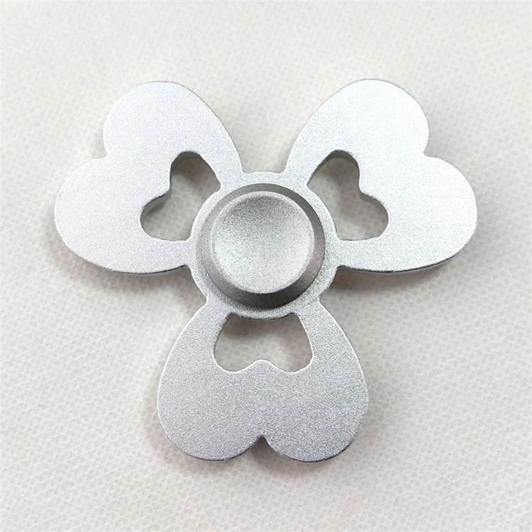 Heart Pattern Aluminum Alloy Tri-Spinner Fidget Hand Spinner EDC Toy for ADHD Anxiety and Boredom - Silver Color