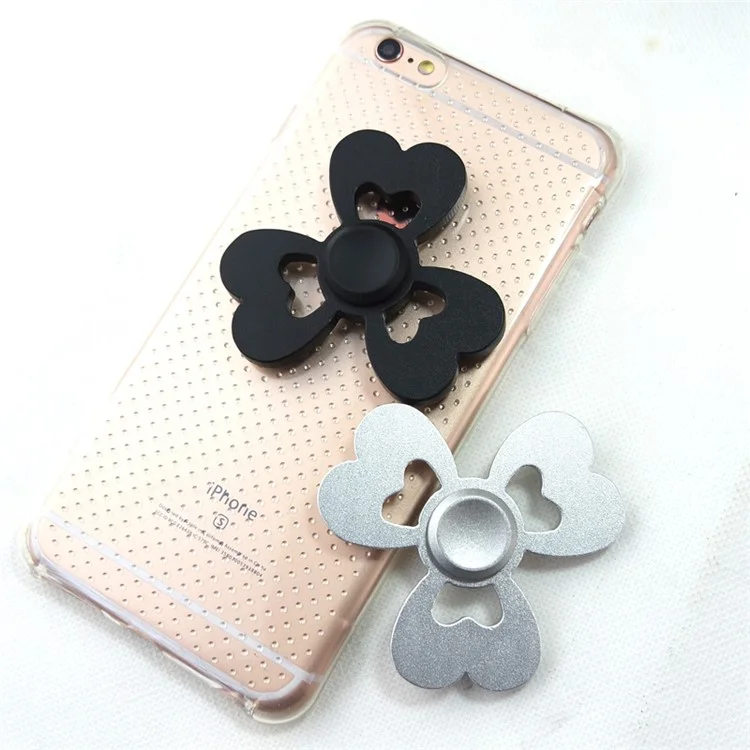 Heart Pattern Aluminum Alloy Tri-Spinner Fidget Hand Spinner EDC Toy for ADHD Anxiety and Boredom - Silver Color