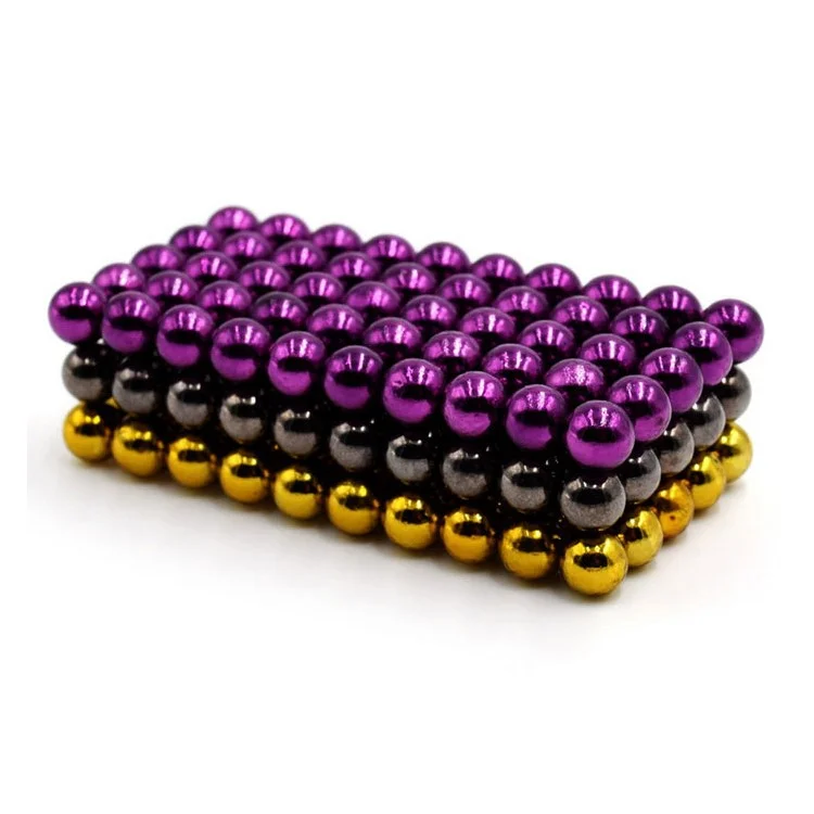 216Pcs Round 5mm Mini NdFeB DIY Puzzle Magnetic Balls Educational Toy - Gold Color / Black / Purple