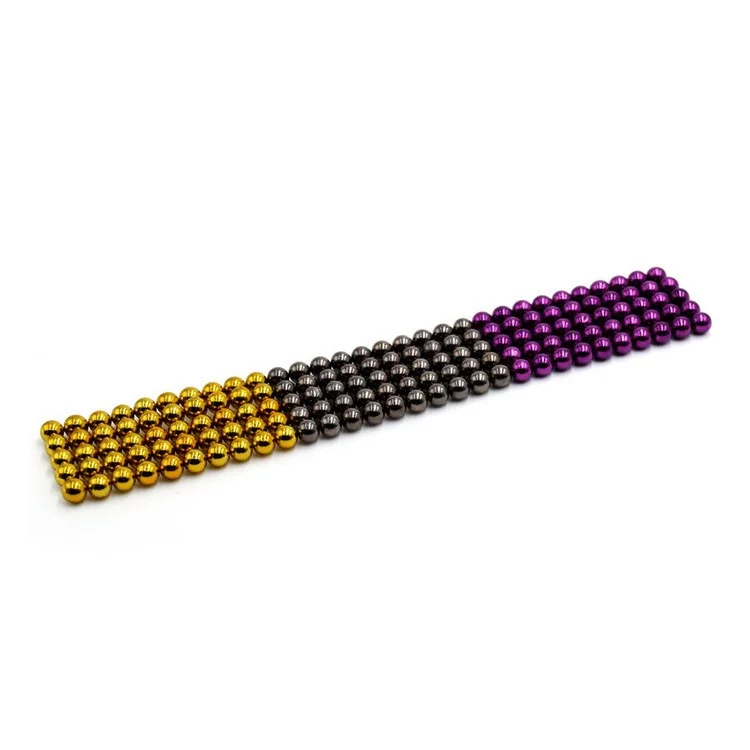 216Pcs Round 5mm Mini NdFeB DIY Puzzle Magnetic Balls Educational Toy - Gold Color / Black / Purple