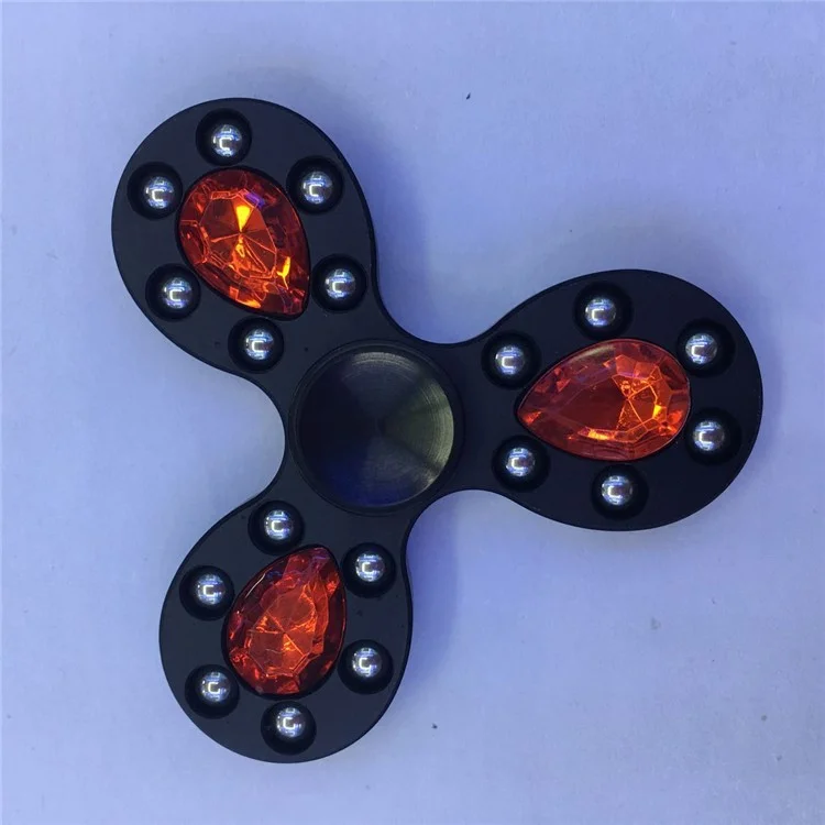 18 Metal Balls Crystal Triangle Spinner Fidget Hand Toy ADHD Focus Toy - Black