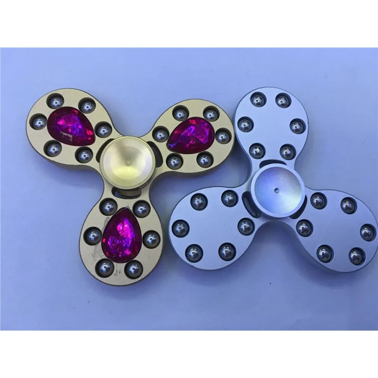 18 Metal Balls Crystal Triangle Spinner Fidget Hand Toy ADHD Focus Toy - Black