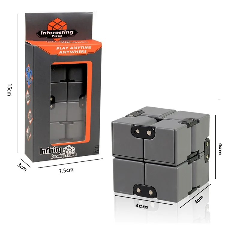 Infinity Cube Pressure Reduction Toy Mini Fidget Cube for Kids and Adults - Grey