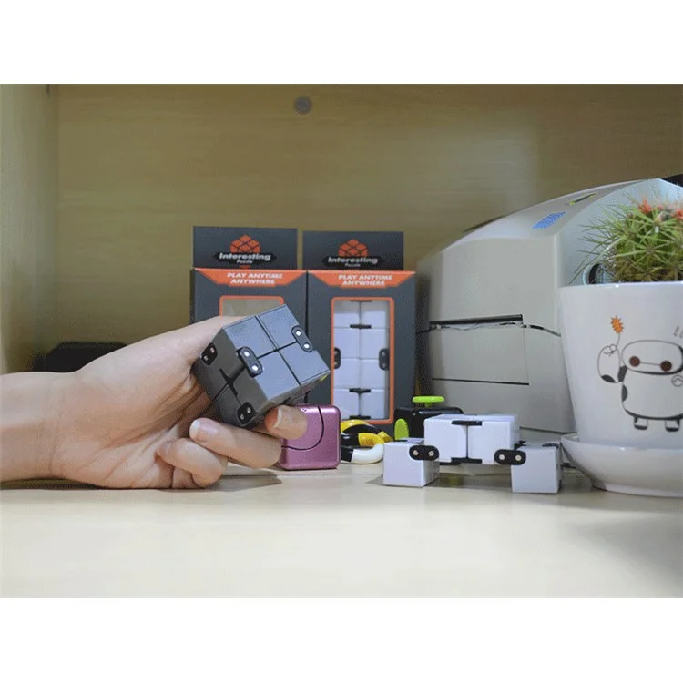 Infinity Cube Pressure Reduction Toy Mini Fidget Cube for Kids and Adults - Grey