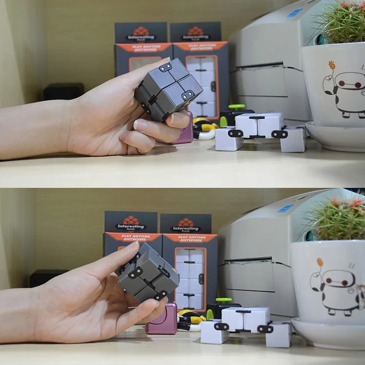 Infinity Cube Pressure Reduction Toy Mini Fidget Cube for Kids and Adults - Grey
