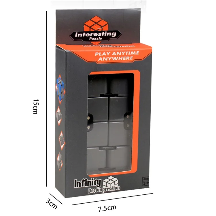 Infinity Cube Pressure Reduction Toy Mini Fidget Cube for Kids and Adults - Grey