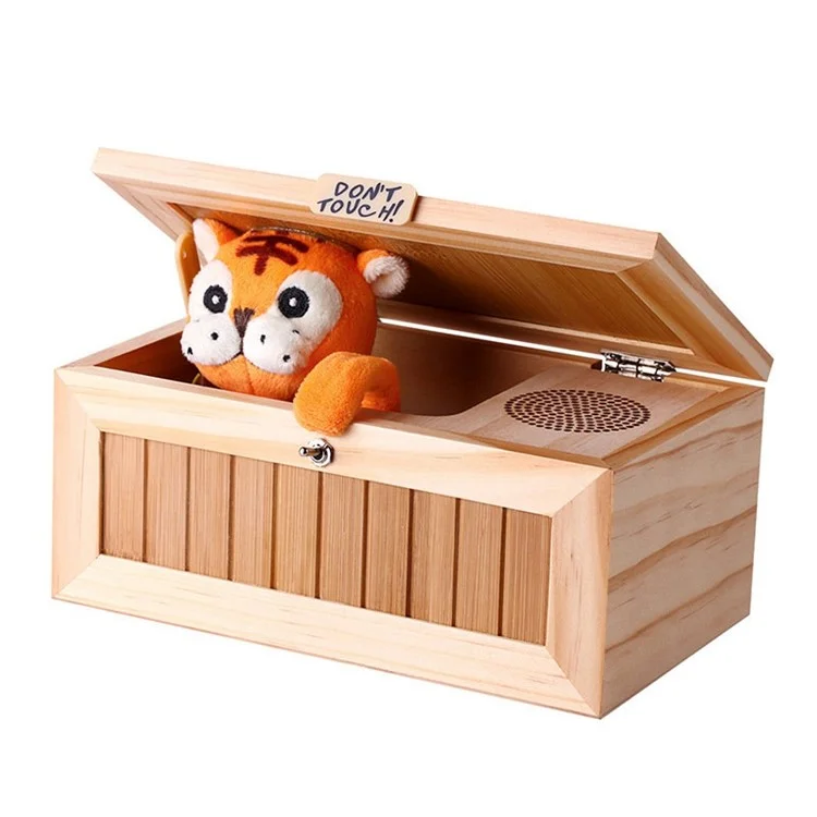 Creative Don't Touch Useless Box Unique Wooden Box Cute Tiger & Surprises Most Funny Toy