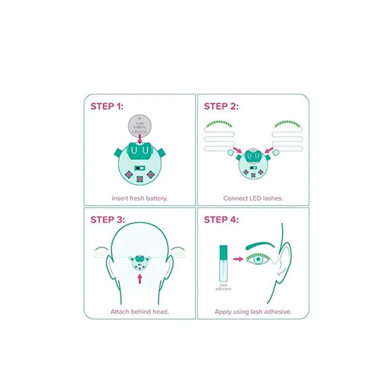 Luminous 3D LED Eye Lashes Halloween Club Bar Waterproof LED Strips False Eyelash Stickers - Red