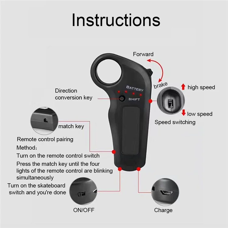 Mini Remote Hand Control for Electric Skateboard Longboard