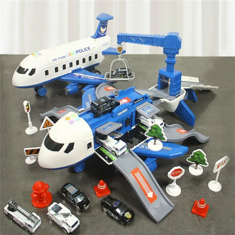 SJ670 Airplane Model Toy for Children Aircraft Toy Set with Alloy Car, Track, (Size: L) - Yellow
