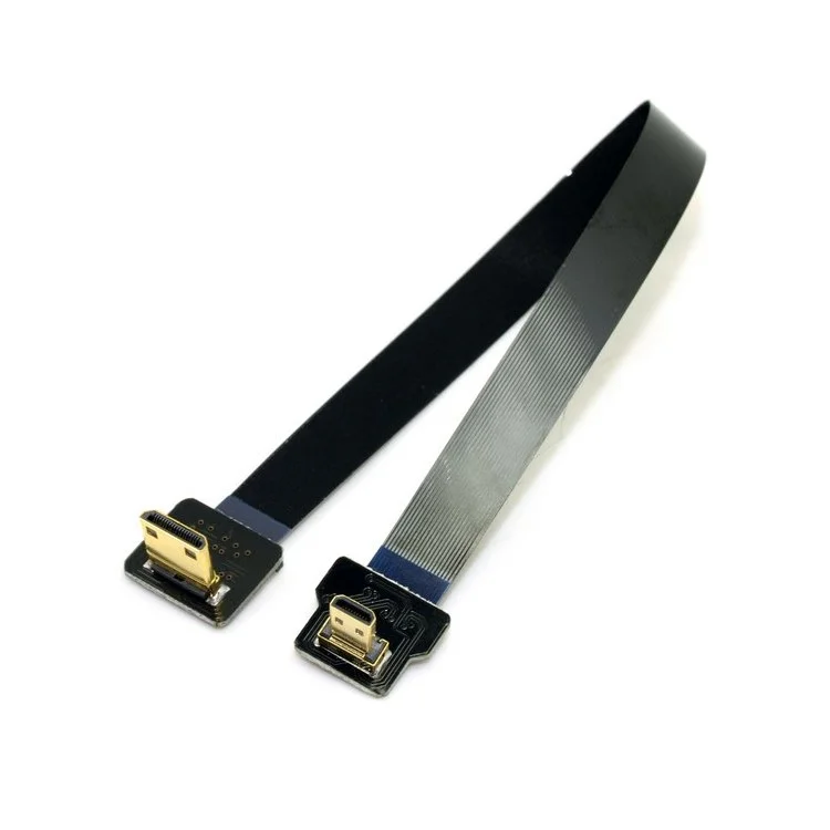 90 Degree Up Angled FPV Micro HDMI Male to Mini HDMI Male FPC Flat Cable for Multicopter Aerial Photography