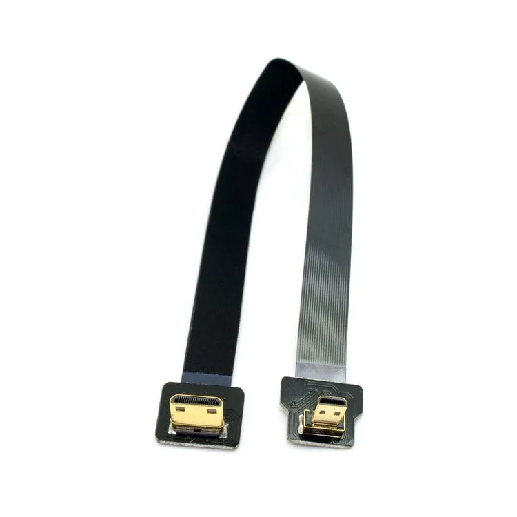 90 Degree Up Angled FPV Micro HDMI Male to Mini HDMI Male FPC Flat Cable for Multicopter Aerial Photography
